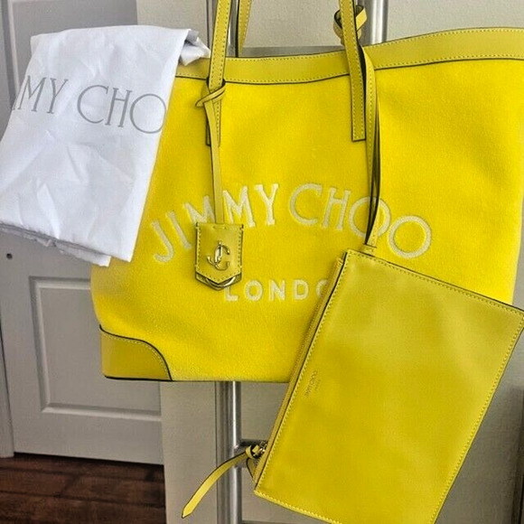 Jimmy Choo Nine2Five Logo Malibu Toweling East-West Tote Bag w/baby pouch $1095 - Picture 2 of 15